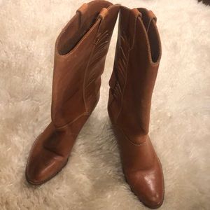 Brown leather boots